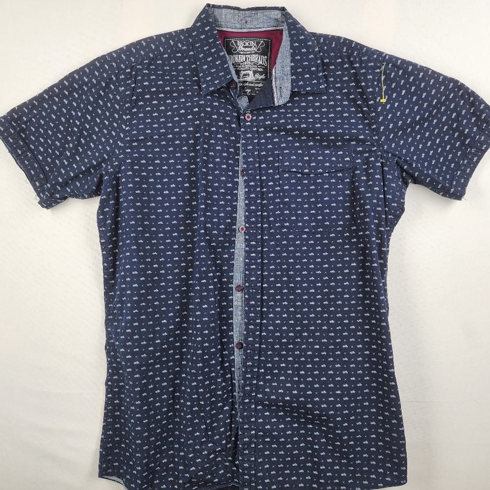 Broken Threads Motorcycle Button Up Shirt Large